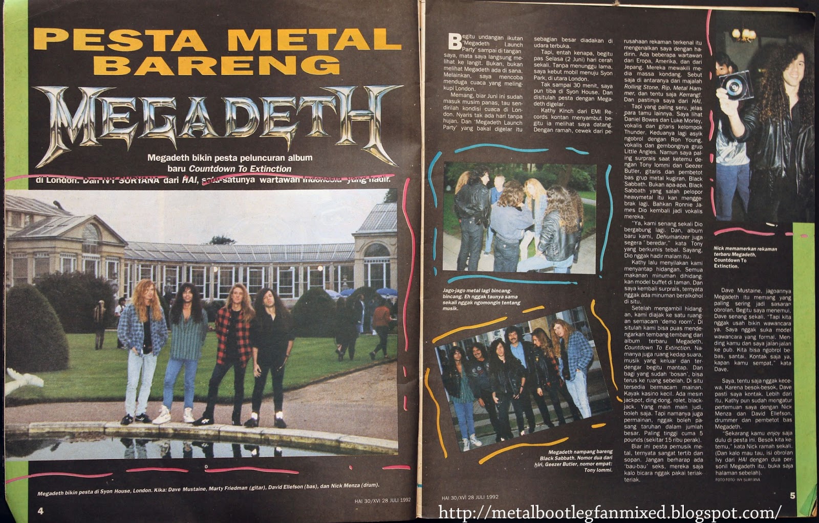 Metal Bootleg Fan Mixed Megadeth Countdown To Extinction Party Hai Magazine Scan Bahasa Indonesia