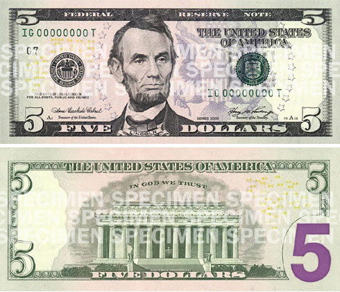 five dollar bill