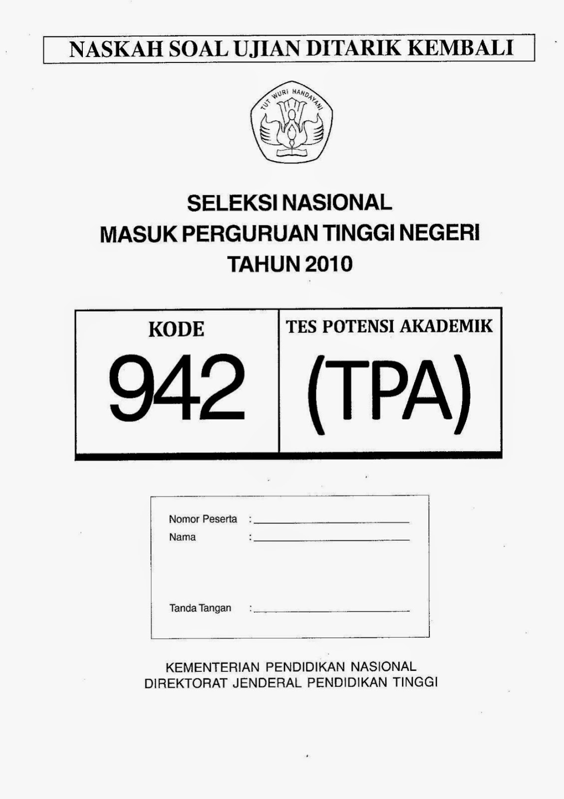 Tes Tpa Online  Try Out Tes Potensi Akademik