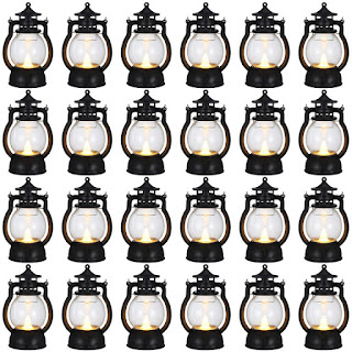 24 Pcs Mini Lantern Decorative with Flickering Led Candle Bulk