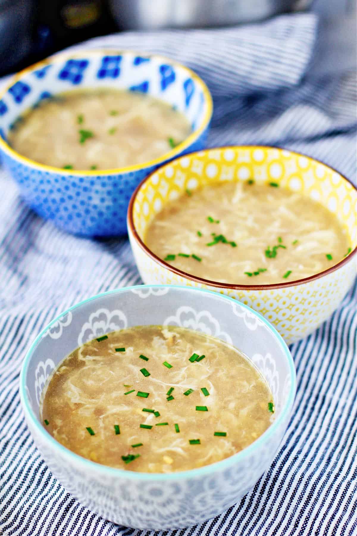 Chicken and Corn Soup in bowls.