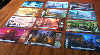 The eponymous wonders in 7 Wonders: Duel the card game