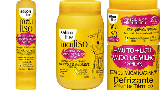 linha meu liso amido de milho salon line low poo