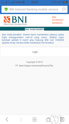 Gagal Login BNI Internet Banking