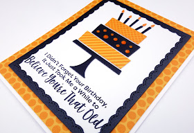 Handcrafted birthday cake card with sassy greeting (using Birthday cake die-namics and Sassy Pants birthday greetings from MFT)