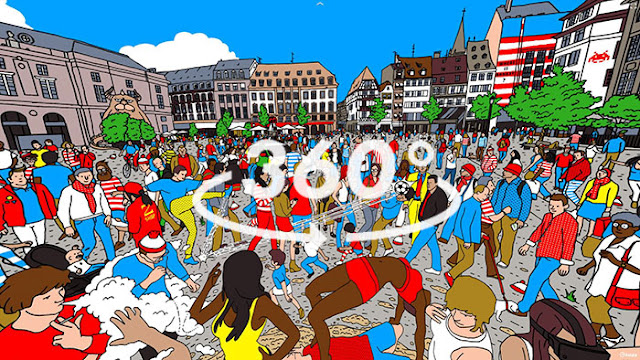 ¿Puedes encontrar a Wally en una ilustración de 360 grados?