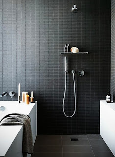 The latest design is a Modern bathroom with a walk-in Shower