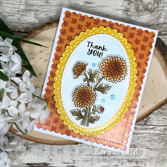 Donna Idlet, Newton's Nook Designs, Chrysanthemum Stamp Set, copic coloring, Fall,  Autumn,  Flowers, Thank you card