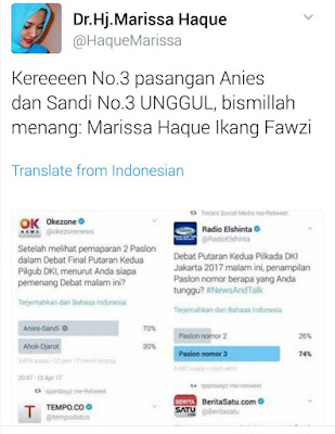 Cuitan Twitter Marissa Haque yang Viral