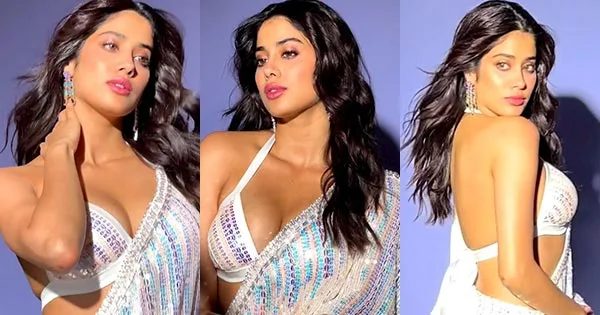 Janhvi Kapoor cleavage backless saree hot actress