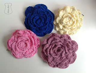 pasadores crochet flores haarspangen blume häkeln