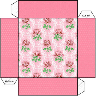 Shabby Chic con Rosas Rosadas: Cajas para Primera Comunión para Imprimir Gratis. 