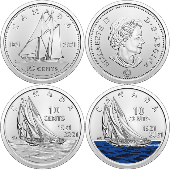 Canada 10 cents 2021 - Bluenose Centennial Anniversary: 1921-2021