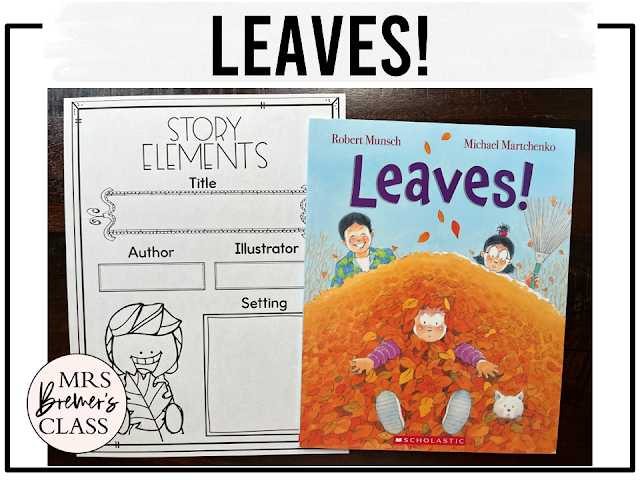 Leaves book activities unit with printables, literacy companion activities, reading worksheets, and a craft for fall in Kindergarten and First Grade