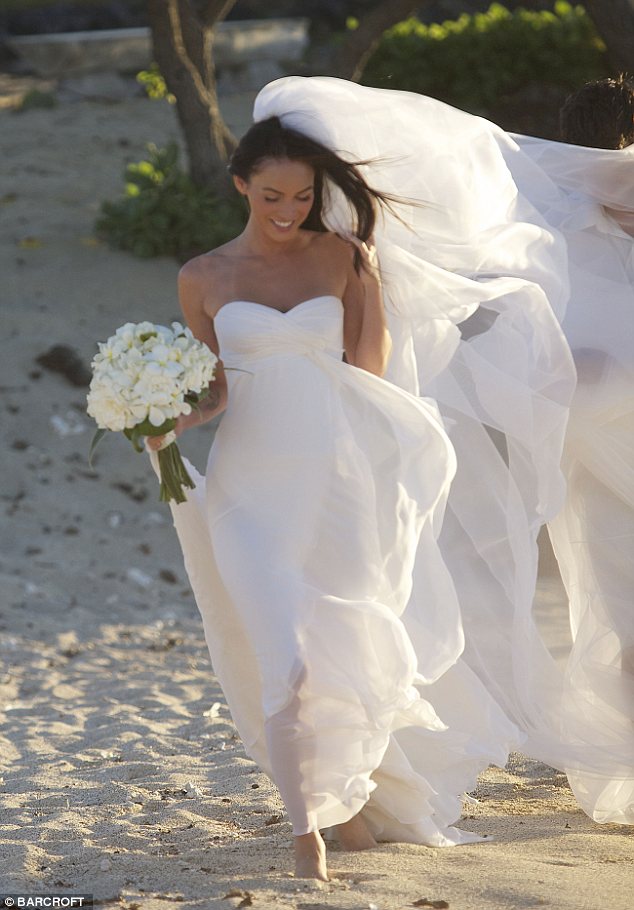  is Megan Fox's Armani Prive wedding gown with her 16 foot long train