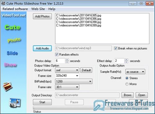 Cute Photo Slideshow Free Version : un logiciel gratuit pour créer des diaporamas photos