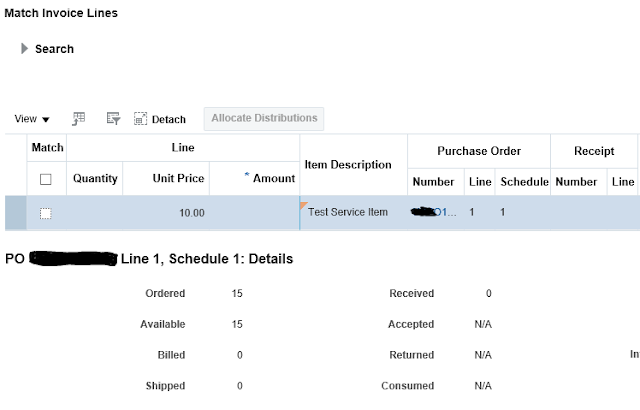 Create 2 Way PO-Matched Invoices in Oracle Fusion