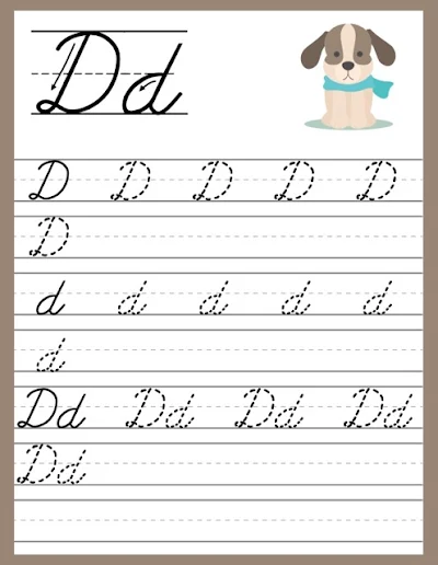 Cursive Tracing Guide: Letter D