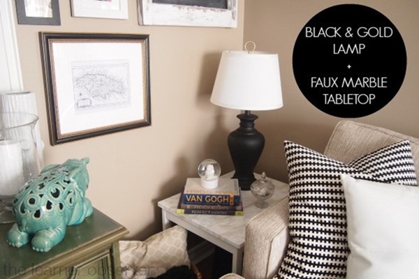 black-gold-lamp-and-faux-marble-table1