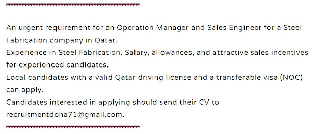 Current Vacancies In Qatar From Today January