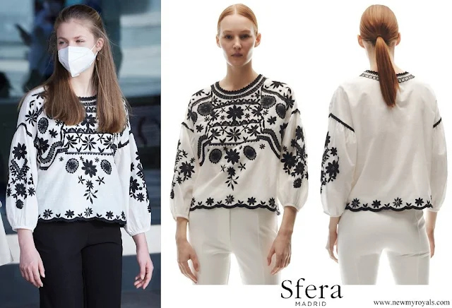 Princess Leonor wore a Sfera embroidered contrast top