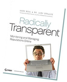 Cover shot of the book "Radically Transparent" by Andy Beal and Dr. Judy Strauss