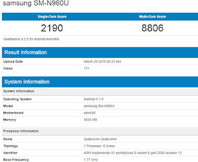 New Samsung Galaxy Note 9 benchmark test reveals Snapdragon 845 CPU, 6 GB of RAM