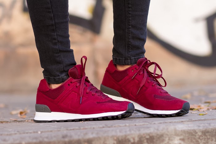 New Balance 574 Sonic Weld Trainers in Burgundy color JDSports