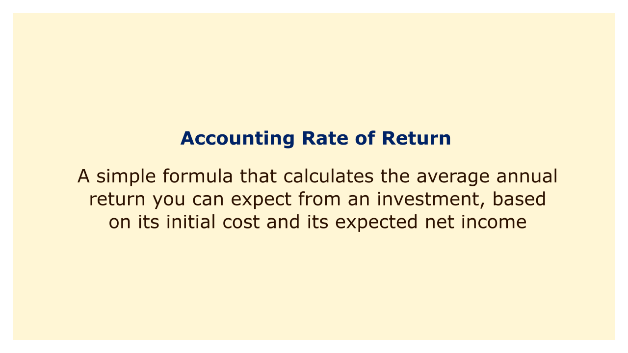 A simple formula that calculates the average annual return you can expect from an investment, based on its initial cost and its expected net income.