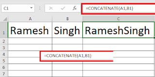 Use differences Excel Function Concatenate and Concat