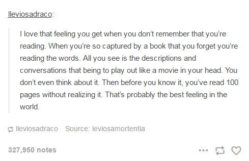 I love that feeling you get when you don't remember that you're reading.