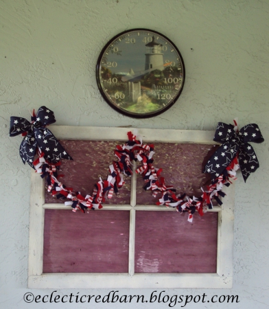 Eclectic Red Barn: 4th of July garlad on vintage window with temperature