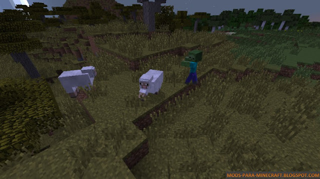 En esta imagen puede ver como el zombie esta persiguiendo a las ovejas
