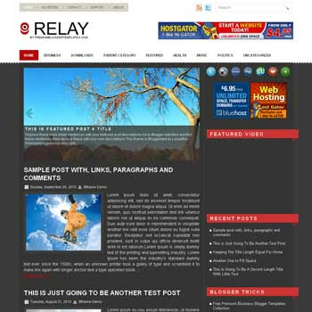 Relay blogger template. pagination for blogger ready. magazine style template blog. image slider template blog