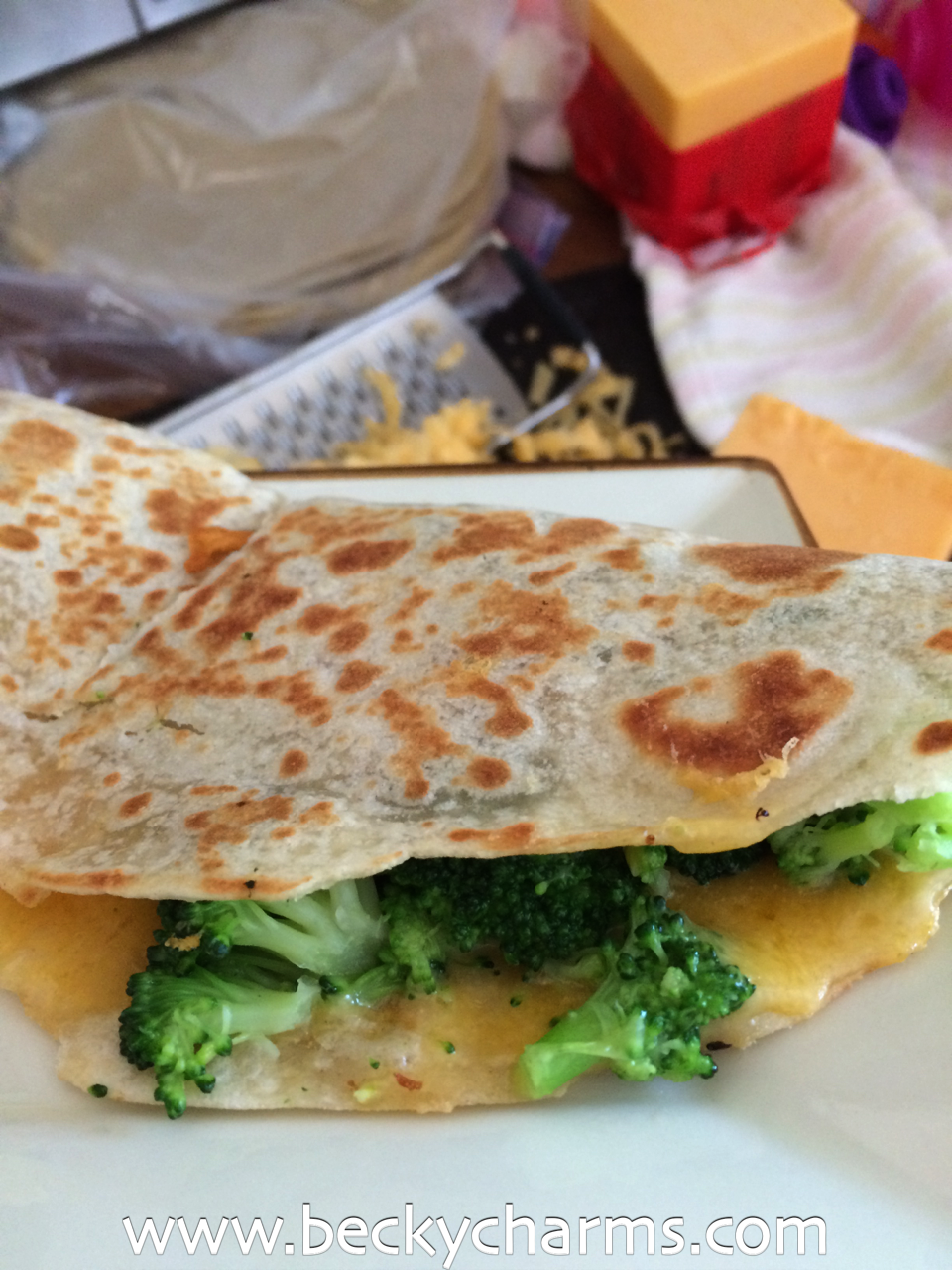 Cheddar Broccoli Vegetarian Quesadilla : The Fancy Quesadilla Series by BeckyCharms