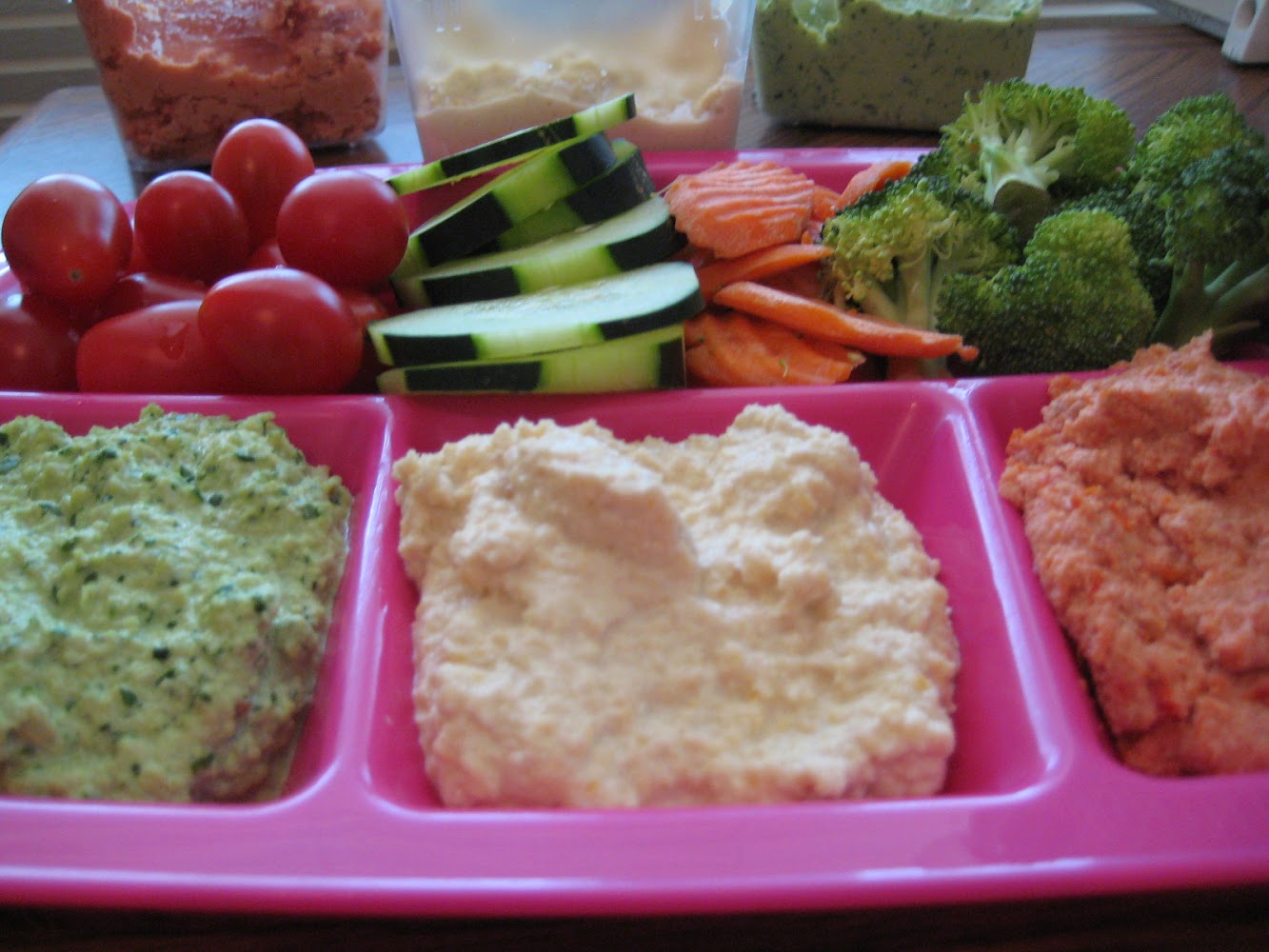 Tri-Colored Hummus with Crudites