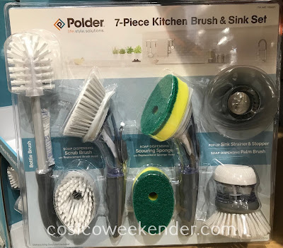 Easily do the dishes with the Polder 7-piece Kitchen Brush & Sink Set