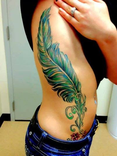 Mulberry Leaf Tattoo Designs, Single Mulberry Leaf on Side Body, Lower hip and side body Leaf Decoration.