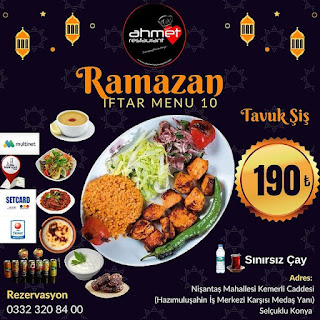 Ahmet Restaurant Selçuklu Konya Ramazan 2023 İftar Menüleri ve Fiyatları