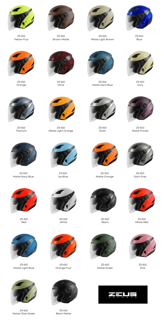 varian warna helm zeus 610 polos