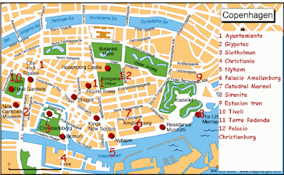 Mapa turístico de Copenhague.