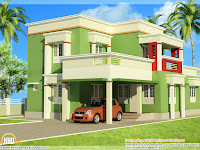 Simple 3 bedroom flat roof home design 1879 sq.ft