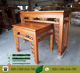 MEJA ALTAR MINIMALIS KAYU JATI NATURAL