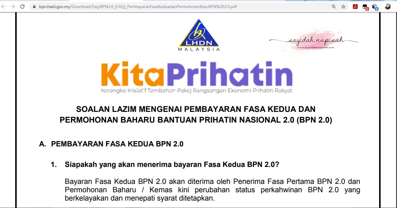 soalan lazim bpn 2.0 2021 bantuan prihatin nasional