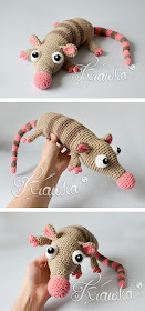 Krawka: Pinky the Rat with a pink nose, crochet pattern by Krawka cute rodent rat opposum mouse monster pattern