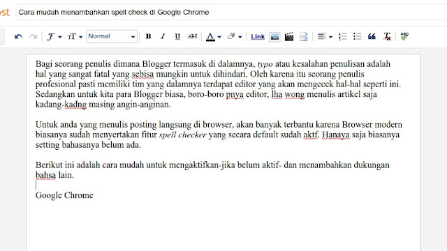 Cara aktifkan spell check blogger/blogspot di Chrome