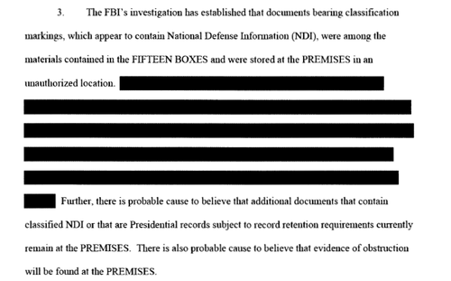 The (Heavily Redacted) Trump Search Warrant Affidavit Has Been Released
