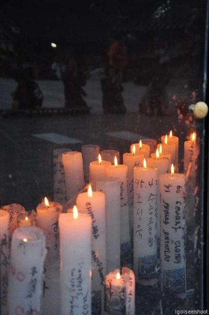 Seoraksan National Park - Candles at the Great Unification Buddha  at Seoraksan