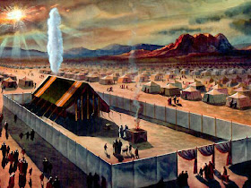Quadro com a tenda do Tabernáculo e as 12 tribos no deserto