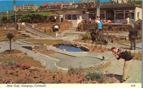 Postcard of the Mini Golf course in Newquay, Cornwall (A1E). Harvey Barton Viewcard. Postally unused
